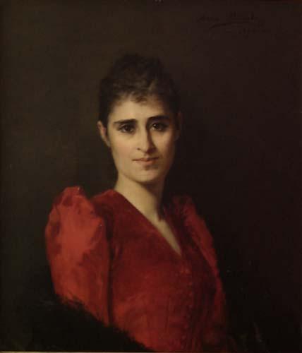 Anna Bilinska-Bohdanowicz Portrait of a women in red dress oil painting image